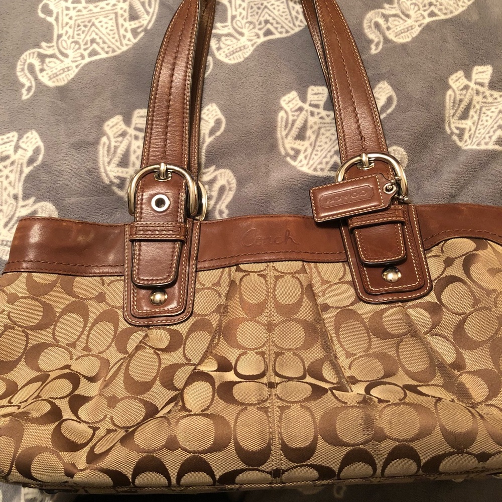 Tan coach purse